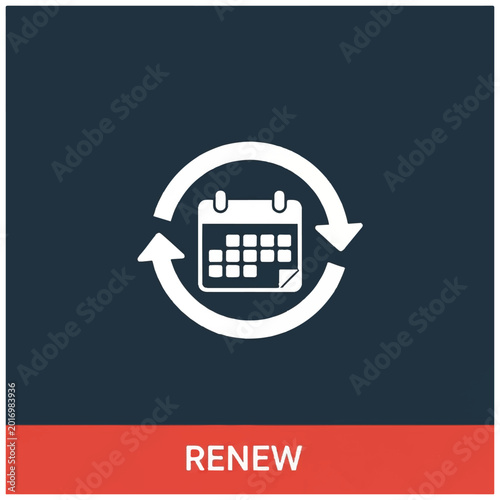 Renewal calendar icon with arrows.