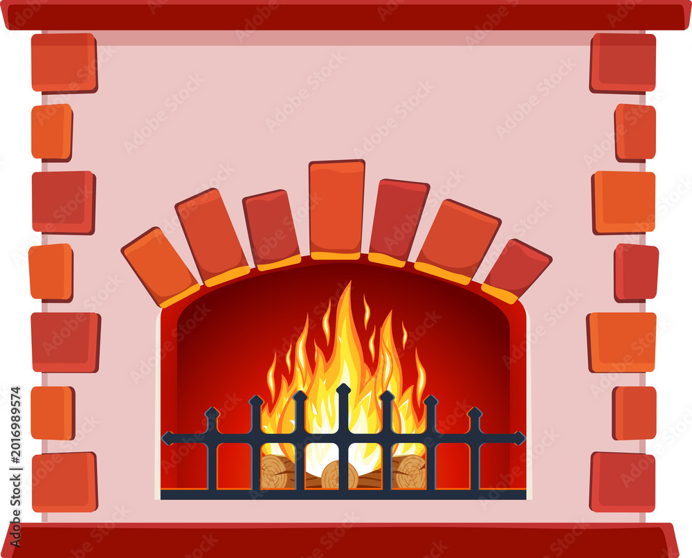 Fototapeta premium Winter interior bonfire.