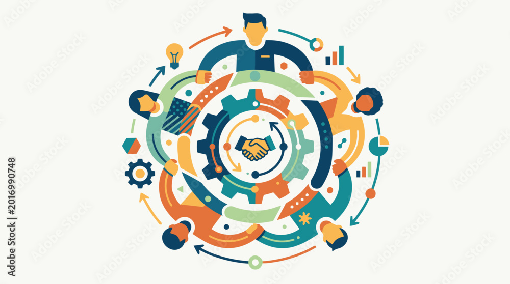 Obraz premium Business Teamwork Synergy and Collaboration Concept Vector