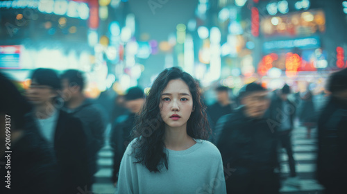 chinese woman walking on the streets