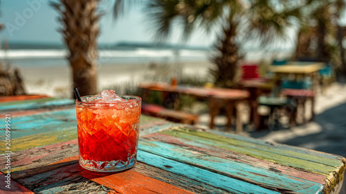 bloody mary on a table in beach