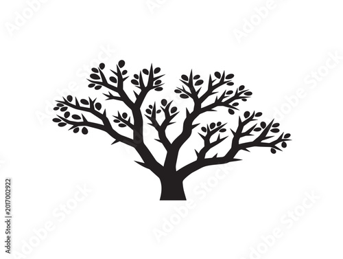 Beautiful desert mesquite tree silhouette vector icon dry nature concept 