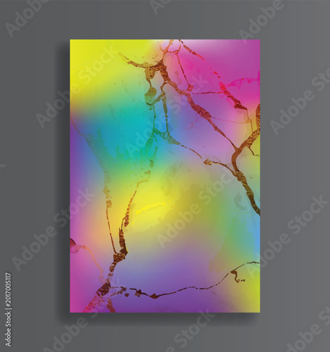 Abstract liquid marble background templates with golden kintsugi cracks
