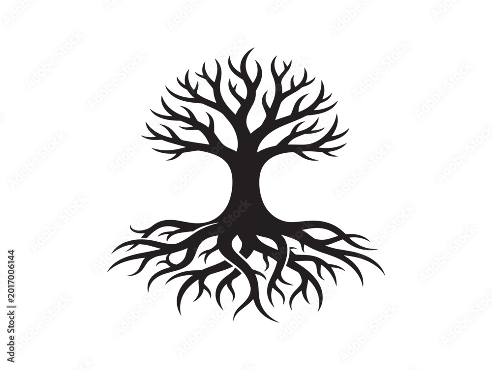 Fototapeta premium Earth anchor root silhouette vector illustration for stability and strength themes 