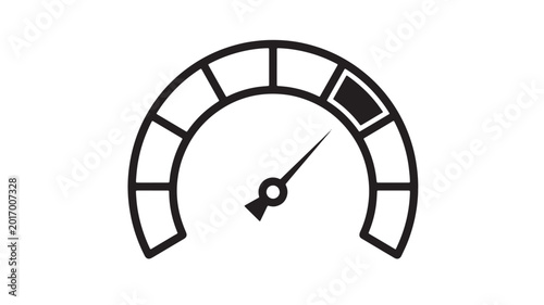 Photos Speedometer gauge icon with black semicircle scale and needle for performance an