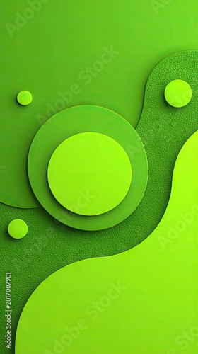 Abstract Green Circles and Organic Shapes