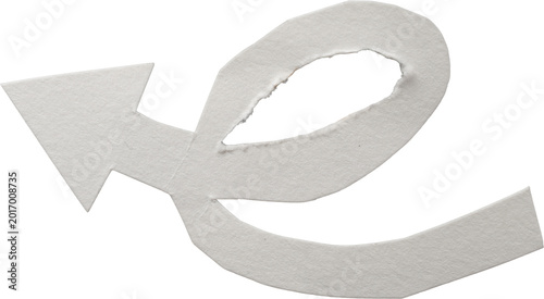 White Vintage Paper Curved Arrow Doodle