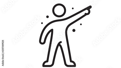 Photos Man athlete lifting barbell icon with motion lines and spark dots for training,