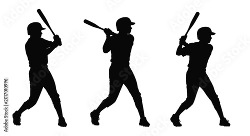 Fotografia Baseball players batting silhouettes on white background