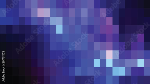 Cuadro en lienzo Dynamic digital mosaic abstract with vibrant blue and purple squares creating an