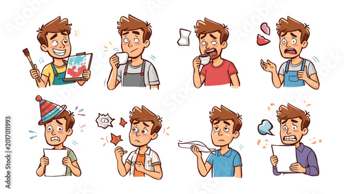 Bild auf Leinwand Illustrative Emotions: An artistic compilation of emotions and scenarios that depict the nuances of everyday human experiences