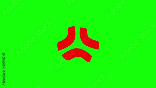 Animated red angry effect cartoon symbol moving over a green screen background.