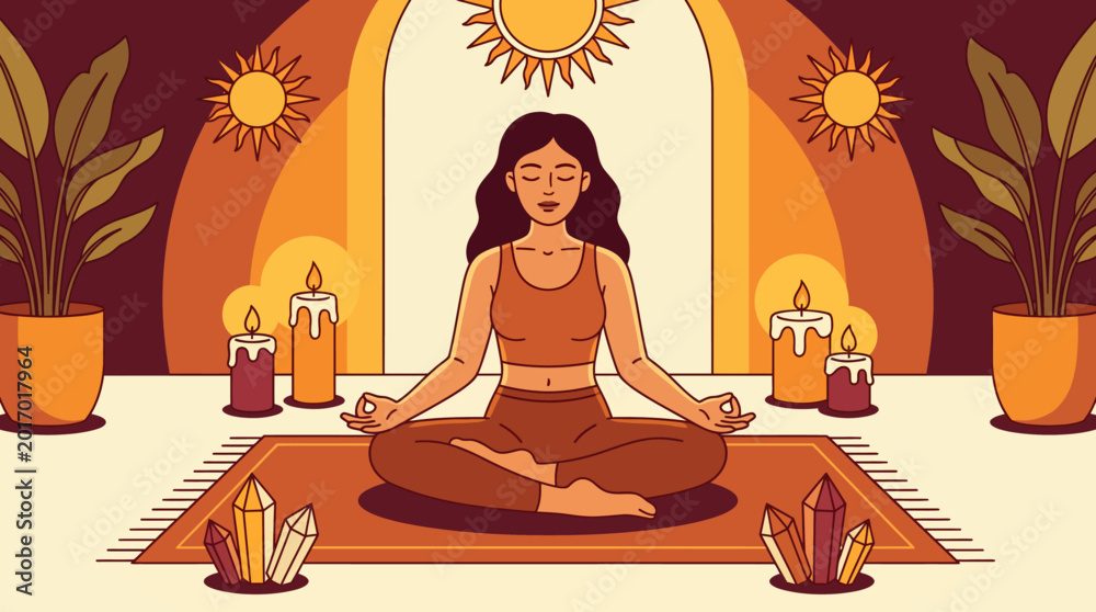 Obraz premium Woman meditating in peaceful indoor setting.