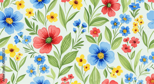 Foto Decorative floral pattern inspired by nature with hand painted watercolor techni