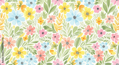 Canvas Print Graceful botanical pattern with detailed petals and soft blended hues