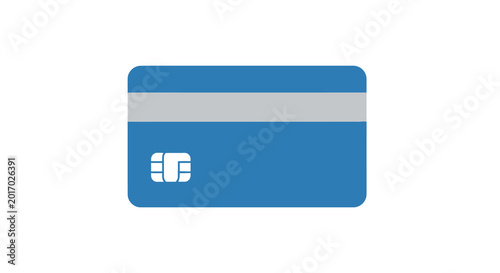 Foto credit card back blue and silver isolated on white