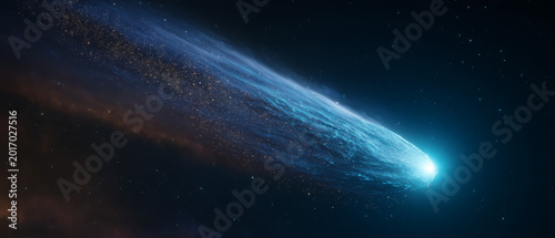 Realistic Comet with Bright Nucleus and Long Ion Tail in Deep Space