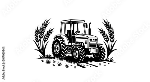 combine harvester on wheat field