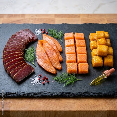 fresh salmon on a wooden board