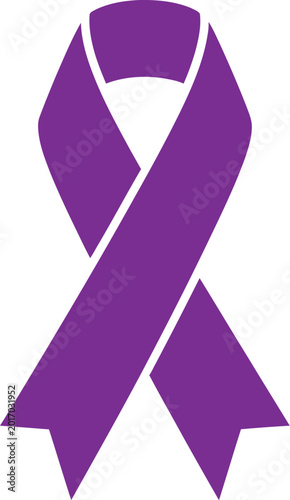 Purple memorial ribbon medal icon symbolizes awareness and support always