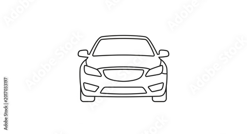 Billede på lærred Modern Sedan Car Front View Outline Illustration.