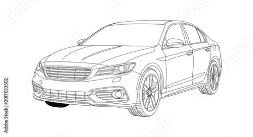 Tablou pe pânză Modern Sedan Car Outline Drawing.