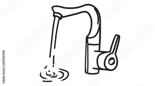 Faucet icon vector set. Faucet tap water icon black and white vector sign. Water tap icon thin outline set.