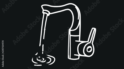 Faucet icon vector set. Faucet tap water icon black and white vector sign. Water tap icon thin outline set.