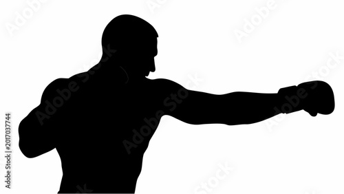 фотографія Mma fighter throwing a powerful punch in dynamic motion silhouette against white
