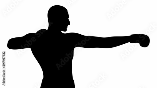 Konstfotografi Mma fighter shadowboxing in silhouette athletic male boxer throwing punches in d