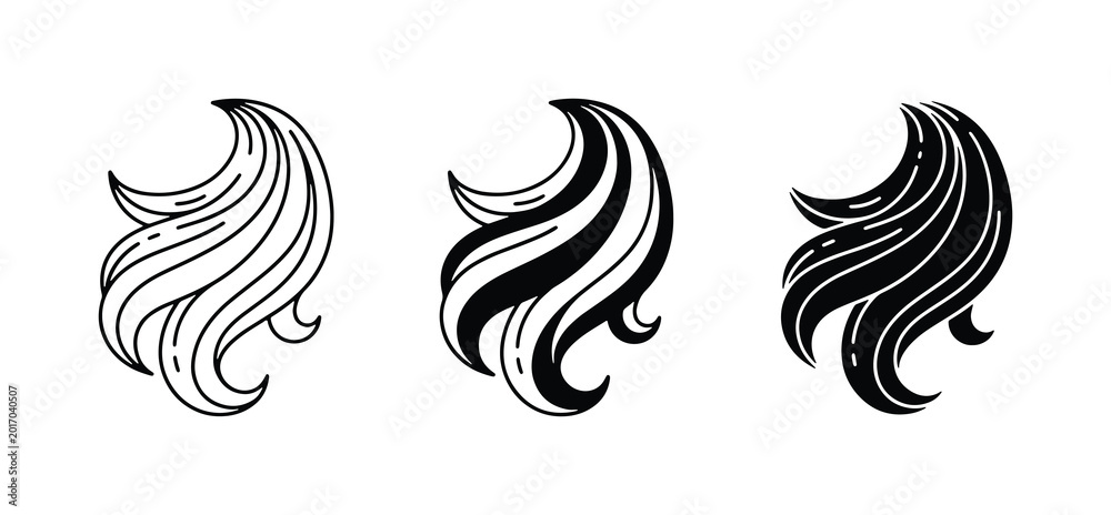Fototapeta premium Stylized Hair Swirls, Elegant Flowing Locks, Abstract Design Elements