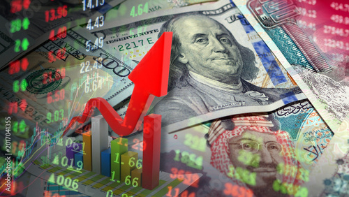Foto Global currency trade between the US dollar and Saudi riyal is expanding