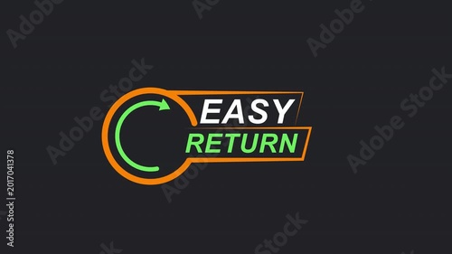 Animated Easy Return Policy Badge. Looping E-commerce Guarantee Icon on Alpha Channel.