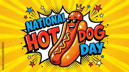 Celebrate National Hot Dog Day with a Fun and Delicious Hot Dog Illustration