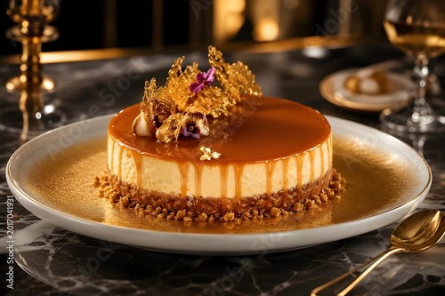  Luxury Dessert Photography of Glossy Caramel Cheesecake