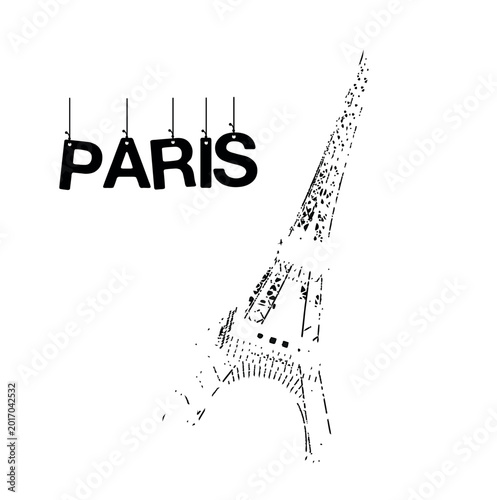 Foto Eiffel tower line art icon