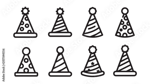 Party hats line art collection for celebration and fun events