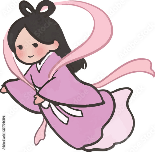 Orihime Tanabata Vector Illustration｜織姫のかわいい七夕カットイラスト