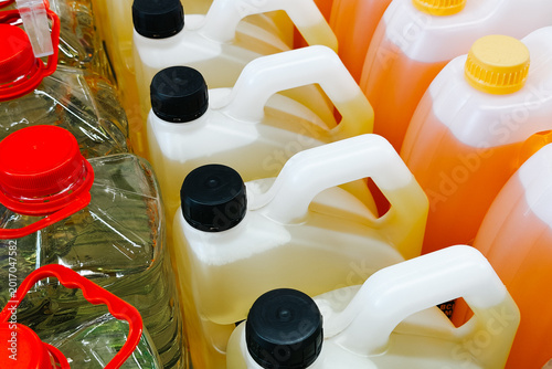 Rows of plastic containers with liquid in them