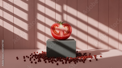 Half Tomato on Pedestal with Shadows