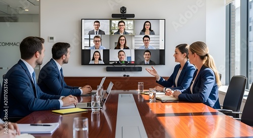Business team video conference meeting, remote work concept