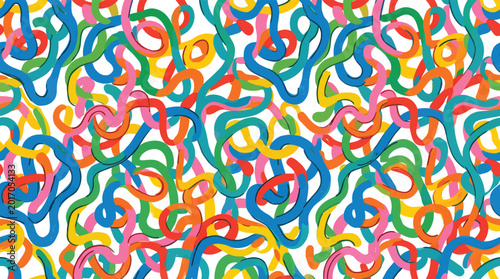 Cuadro en lienzo Vibrant colorful swirling lines pattern on white background