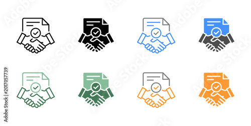 Cuadro en lienzo Handshake Deal Symbol and Intellectual Property Agreement Icon Vector Illustrati