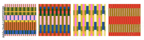 Geometric striped patterns in modern retro style. Set of endless geometry and...