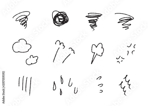 手書きの感情・気分のあしらい素材セット クレヨン チョーク ベクター