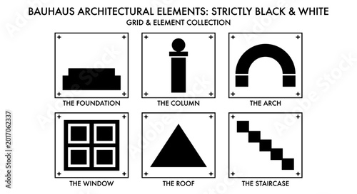 Structural Foundation Bauhaus Monochromatic Architectural Element Icons