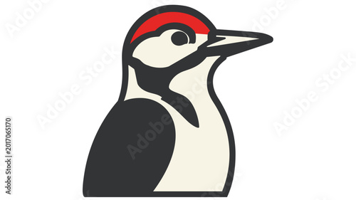 Colorful spotted woodpecker bird vector icon illustration, vibrant forest wildlife nature design element for apps and websites, clean minimalist graphic isolated on white background symbol.