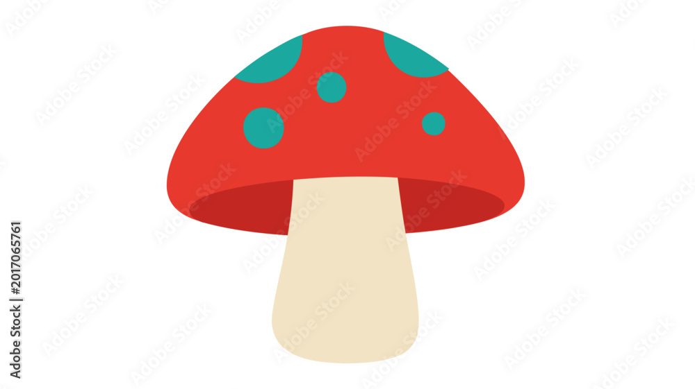 Fototapeta premium Enchanted spotted toadstool mushroom colorful line vector icon, perfect for magic and witchcraft themes, featuring a creative and minimalist flat design isolated on a clean white background.