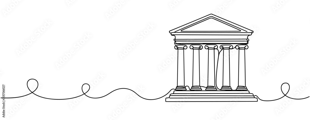 Obraz premium Continuous line drawing of an ancient greek temple with classical columns. No editable stroke