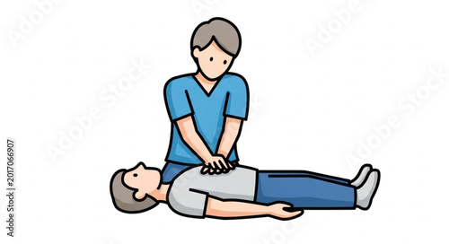 Fotografija Person performing CPR on another person illustration.